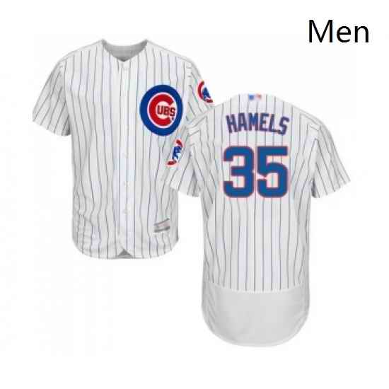Mens Chicago Cubs 35 Cole Hamels White Home Flex Base Authentic Collection Baseball Jersey
